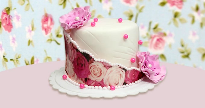 Feminino - Torta com Papel de Arroz - Tema da sua festa